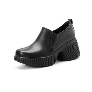 High Quality Genuine Leather Fashion Fall/Winter New Style European Retro Simple Versatile <b>Ankle</b> <b>Bootie</b> Platform Sole Women - Product Image 2
