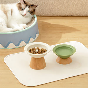 Ciotola in ceramica per animali domestici Anti-ribaltamento bocca sopraelevata con modello quadrato portatile cibo per cani gatto acqua ciotola per animali domestici trasportini - Product Image 3