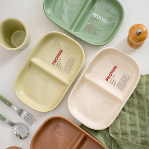 Plato de Cerámica <span class=keywords><strong>para</strong></span> Cena, Plato de Desayuno Dividido Resistente, Reutilizable, Bandeja de 2 Compartimentos <span class=keywords><strong>para</strong></span> Restaurante - Product Image 2