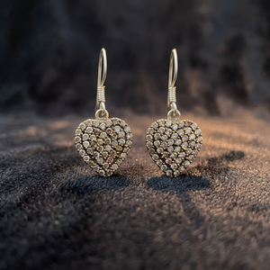 Silver Vintage White Heart Shaped <b>Pierced</b> Drop <b>Earrings</b> Fashion Women's Gemstone Gift Wholesale Bulk High Quality - Product Image 2