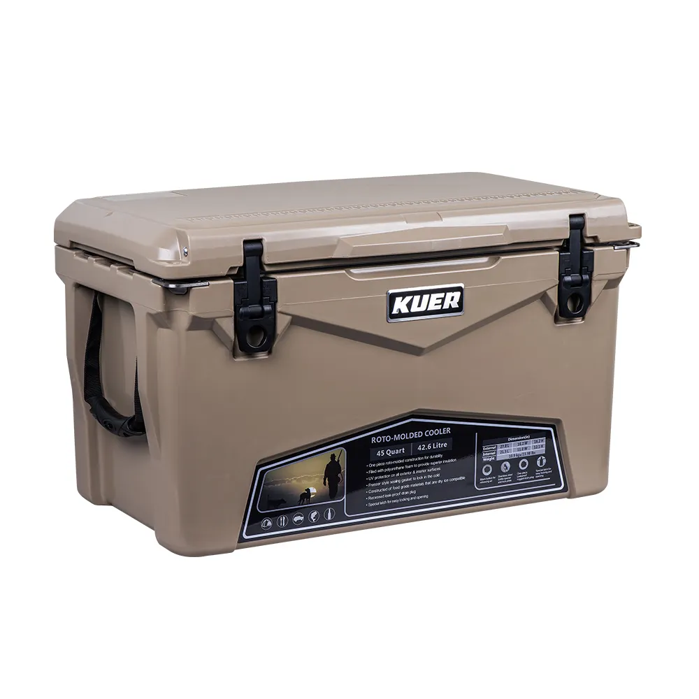KUER camping esky LLDPE plastic beer rotomolded ice chest cooler box outdoor with wheels for drinks food fishing