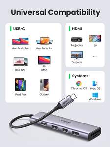 Ugreen 6-in-1USB C ไปยังฮับ USB อะแดปเตอร์4K60Hz 3พอร์ต USB 3.0พอร์ตตัวอ่านการ์ด sd/tf อะแดปเตอร์ดองเกิลชนิด C หลายพอร์ต - Product Image 4