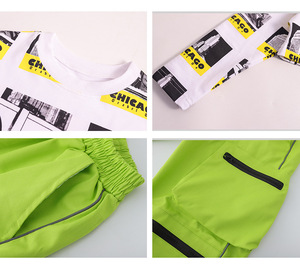 Conjunto de Ropa de Baile Hip Hop para Niñas, Color Verde, Venta al Por Mayor - Product Image 5