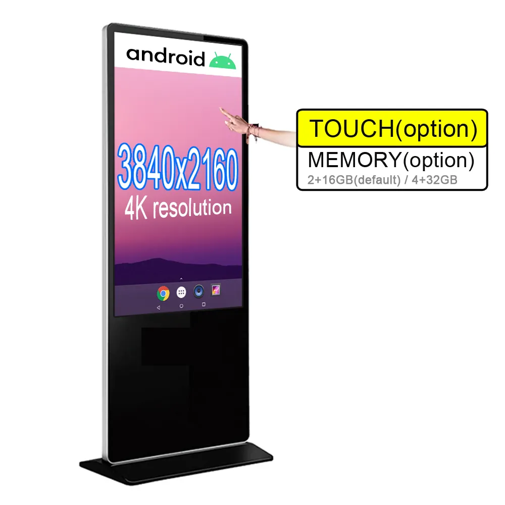 Kho เครื่องเล่นโฆษณา4K หน้าจอสัมผัส LCD วิดีโอแบบอินเทอร์แอคทีฟขนาด85นิ้ว