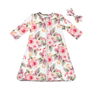 Sac de couchage zippé à imprimé floral pour bébé fille avec bandeau assorti, couverture portable personnalisée à imprimé de vacances pour nourrissons de 0 à 24 mois - Product Image 4