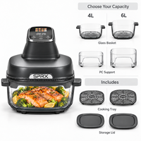 Nouveau modèle 4L + 6 litres 1500W Vente en gros d'usine Friteuse à air numérique multifonction 4-en-1 en verre