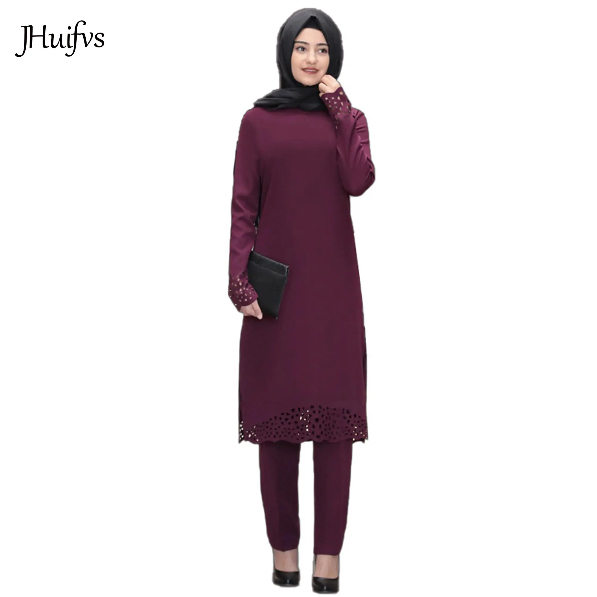Новинка Весна 2020 стильная одежда для Ближнего Востока для мусульманских женщин с длинным рукавом без подкладки брюки-туника из крепа костюм из 2 предметов