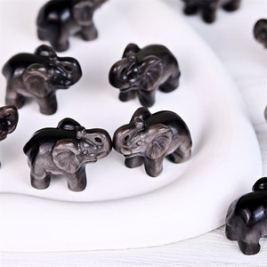 Wholesale Carved Crystal <b>Elephant</b> Figurines Feng Shui Collectible Craft UV Printed Round Carving Art <b>Decor</b> - Product Image 3