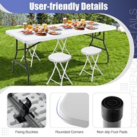 Table de Camping pliante 5FT/6FT avec poignées de transport plier en deux Portable tréteau salle à manger Table de pique-nique extérieur jardin intérieur