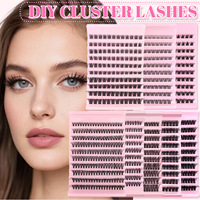 Cils artificiels en cheveux synthétiques pour le commerce transfrontalier, style 40D, haute capacité, 10 grappes en rangées, segmentés DIY