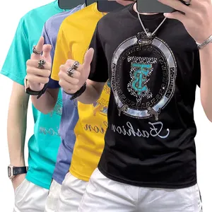 Мужская Повседневная футболка с логотипом на заказ, дизайнерская летняя хлопковая футболка высокого качества с принтом и круглым вырезом