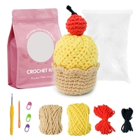 Petit kit de crochet pour débutants en peluche douce Cupcake Toy Cake Kit de crochet avec vidéos pour débutants