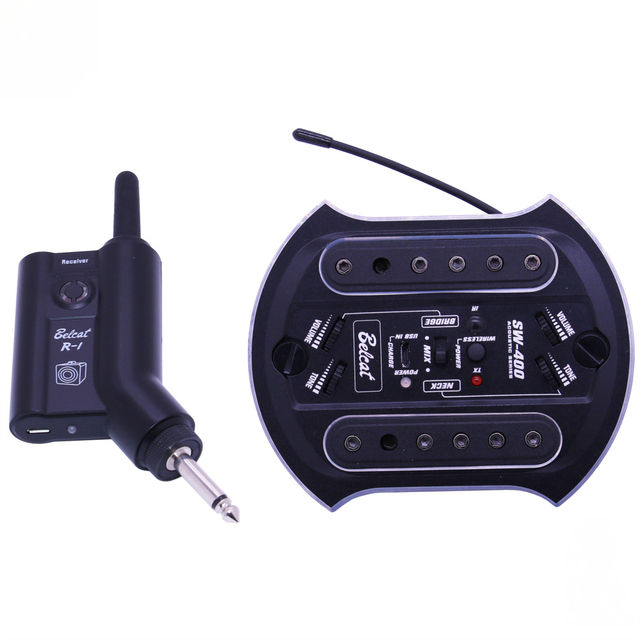 UHF Guitar Wireless System Transmitter Receiver Built-in Rechargeable Battery Guitar Wireless Sound Hole Pickup