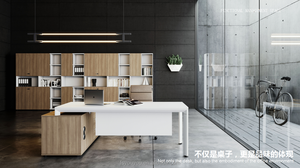 Escritorio de oficina modular moderno de estilo nórdico, Panel sólido con gabinete lateral, mesa de gerente ejecutivo para el dormitorio del hogar - Product Image 4