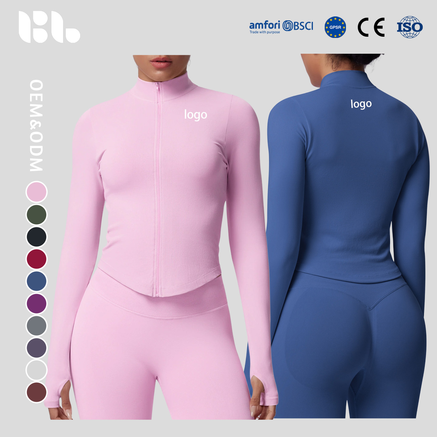 Women's Classic Breathable Lightweight Long Sleeve Pilates Workout Crop Top Zip-Up Sport Yoga Jacket Recyclable