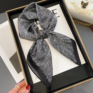 Noir et Blanc Simple Géométrique Rayé Imprimé Écharpe <span class=keywords><strong>Ethnique</strong></span> Dame Écharpe 70cm Petit Carré Châle Mode Carré Foulards Bandanas - Product Image 1