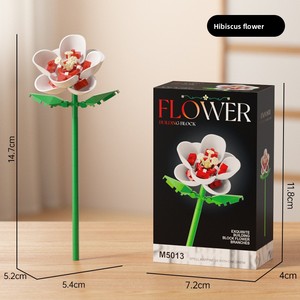 Compatible avec les blocs de construction de simulation, en matériau ABS, pour l'assemblage de fleurs éternelles à branche unique, jouets en briques faites à la main - Product Image 6