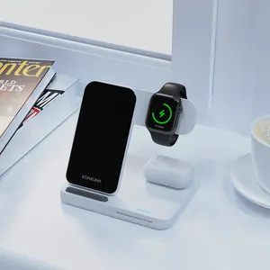 Лидер продаж, 2024 портативное беспроводное зарядное устройство 3 в 1 15 Вт для IPhone Airpods Iwatch