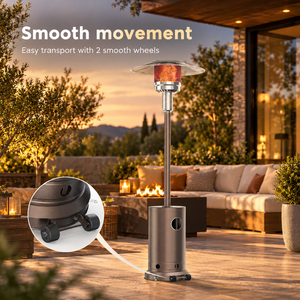 48000 BTU Outdoor Propane Patio <b>Heater</b> with Round Tabletop Double Layer Stainless Steel Burner and Stable Base - Product Image 5