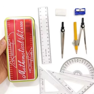 A5001 Math Set Hot Sale in Africa Wholesale Student Stationery 9pcs Geometry Exam <b>Drawing</b> Painting Tool Compass Set - Product Image 1