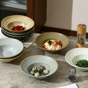 Vente en gros de bols à soupe profonds en poterie artisanale, vaisselle de cuisine et de restaurant, bols à pâtes et à ramen en céramique de 8 pouces, bol à dîner en porcelaine - Product Image 4