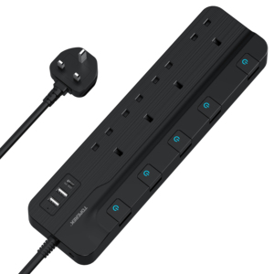 Nouvelle <span class=keywords><strong>multiprise</strong></span> UK 2M rallonge électrique 13a 4 prises d'extension avec 3 chargeur USB <span class=keywords><strong>et</strong></span> Type C 18W parasurtenseur - Product Image 4