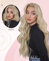 Extensiones de Cabello Humano Peruano Remy con Punta Nano, Tejido a Mano, Cabello Largo, Rubio Ceniza, Rubio Platino