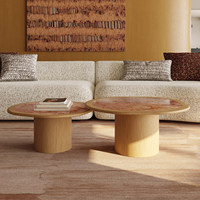 Table basse rose en marbre naturel, modèle de luxe simple et design pour salon SG088