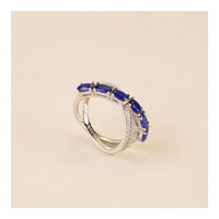 Bagues personnalisées en argent sterling 925 en forme de X avec zircon bleu éternité pour mariages et fêtes Conception libre
