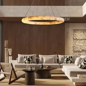 Lampadario RHOEM RH in Alabastro per Soggiorno di Villa, Lussuoso Lampadario Rotondo per Scale, Lampada a Sospensione per Decorazione d'Interni - Product Image 4