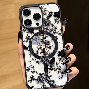 Nouvelle <span class=keywords><strong>coque</strong></span> de téléphone magnétique noire à motifs floraux pour <span class=keywords><strong>iPhone</strong></span> 16 17 Pro Max, <span class=keywords><strong>coque</strong></span> arrière classique antichoc <span class=keywords><strong>transparente</strong></span> mixte - Product Image 2
