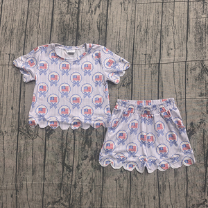 Conjuntos de Ropa para Bebés Niñas con Lazos y Estrellas, Estilo Boutique Personalizado, Trajes del 4 de Julio, Venta al por Mayor, Ropa Patriótica para Niños, Nueva Moda de Fábrica - Product Image 2
