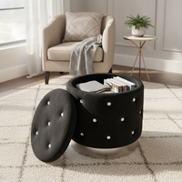 Pouf rond en velours personnalisé pour salon, moderne avec boutons, vente en gros