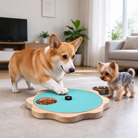 Planche à gratter rotative en bois massif pour chiens, avec gamelle en acier inoxydable et jouet puzzle interactif pour l'enrichissement des chiens