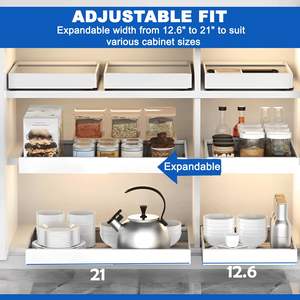 2 Packs d'organisateurs d'armoires extensibles et extensibles, étagères de rangement à <span class=keywords><strong>tiroirs</strong></span> <span class=keywords><strong>coulissants</strong></span> réglables - Product Image 4
