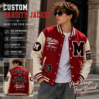 Veste universitaire bicolore beige crème OEM, broderie de logo personnalisée, veste en laine Melton de qualité supérieure, veste de style Letterman surdimensionnée, veste d'équipe scolaire