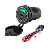 Cargador USB de 58W con Doble Puerto PD QC3.0, Enchufe para Coche con Interruptor de Encendido/Apagado para Coche, Barco, RV, Marino, ATV