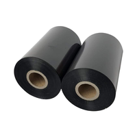 Pita Transfer Termal 110mmx74m Wax Barcode Hitam yang Ditingkatkan Inti 0,5 Inci InkOut Kompatibel dengan Printer Label Zebra