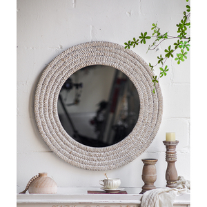 <span class=keywords><strong>Espejo</strong></span> redondo de pared, Espejos decorativos colgantes, <span class=keywords><strong>cuerda</strong></span> de cáñamo blanco, espejos bohemios para decoración de pared, dormitorio, sala de estar y baño - Product Image 6