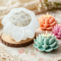 Cetakan Lilin 3D Bentuk Teratai HY, Cetakan Bunga Silikon untuk Pembuatan Lilin Aroma, Sabun, DIY, Dekorasi Kue, dan Alat Dekorasi Plester