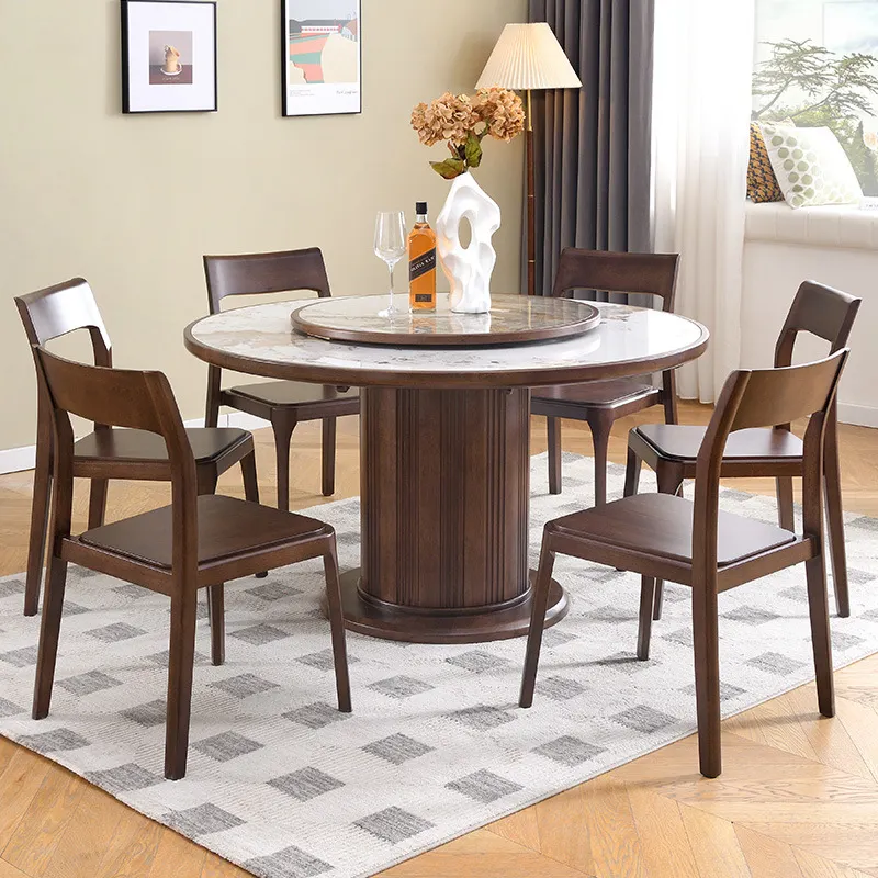 Factory Price Modern Round Household Solid Wood Dining Tables And Chairs round table with turntable