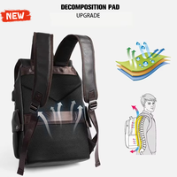 Sac à dos pour ordinateur portable unisexe en cuir PU imperméable avec fermeture antivol, 24L, pour l'école, le collège et les activités de plein air