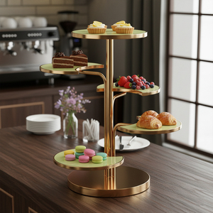 Soporte para Pasteles de Acero Inoxidable Comercial + Acrílico Verde, Soportes para Exhibición de Pasteles para Bodas, Fiestas y Hoteles - Product Image 4