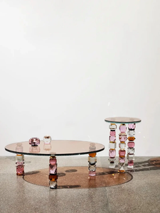 Tavolino da Caffè Moderno in Cristallo, Tavolino Laterale in <span class=keywords><strong>Vetro</strong></span> Tagliato Unico, Lussuoso ed Elegante Tavolino in Acrilico Trasparente per Soggiorno e Arredamento Casa - Product Image 3
