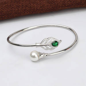 Accesorios DIY S925, Perla 9-14, Brazalete con Anillo Abierto, Estilo Pluma, Diseño Hueco, Soporte Semiterminado, Patrón de Números - Product Image 4