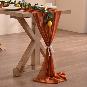Vente en gros <span class=keywords><strong>de</strong></span> <span class=keywords><strong>chemin</strong></span> <span class=keywords><strong>de</strong></span> <span class=keywords><strong>table</strong></span> en <span class=keywords><strong>mousseline</strong></span> <span class=keywords><strong>de</strong></span> terre cuite <span class=keywords><strong>de</strong></span> 10 pieds moderne 29x120 pouces décorations <span class=keywords><strong>de</strong></span> mariage et <span class=keywords><strong>de</strong></span> douche nuptiale technique tissée - Product Image 2