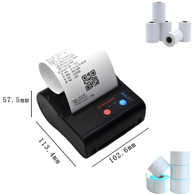 80mm P80H50 Thermal Portable Mini Receipt Printer for Small Business 3Inch Paper Roll Label Printing Machine with USB+Bluetooth