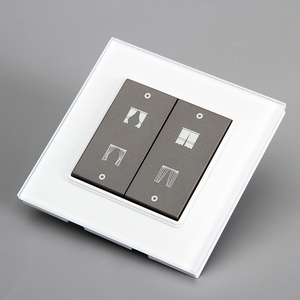 Interrupteur de sortie pour rideau, cadre en verre trempé blanc et <span class=keywords><strong>gris</strong></span> central en plastique avec deux boutons de remplacement - Product Image 6