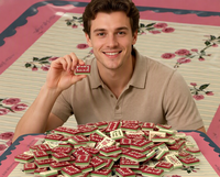 Kit de Mahjong de Luxe Moderne Deluxe 160 Tuiles Acryliques Marron Triple Couche Motif Floral Vert Rouge Vigne pour Fête Sociale Classique et Amusante