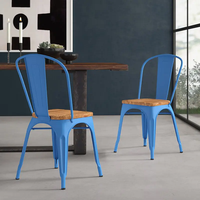 Tables et chaises de bar industrielles en fer et bois de haute qualité, avec coussins, 4 ensembles pour cuisine, restaurant, hôtel - Vente en gros